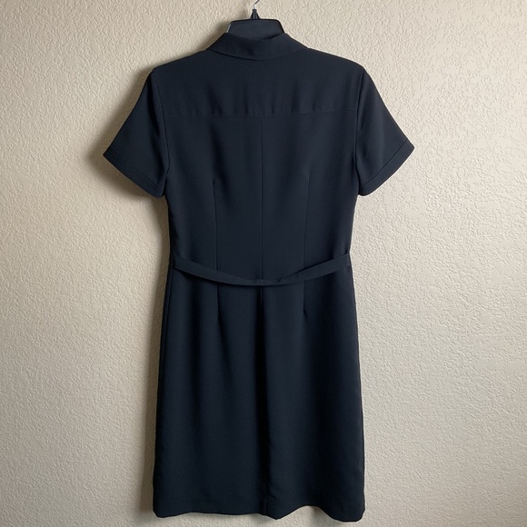 Ann Taylor Womens 4 Black Short Sleeve Collard Button Down Work Dress Career - Picture 4 of 5